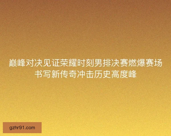 巅峰对决见证荣耀时刻男排决赛燃爆赛场书写新传奇冲击历史高度峰